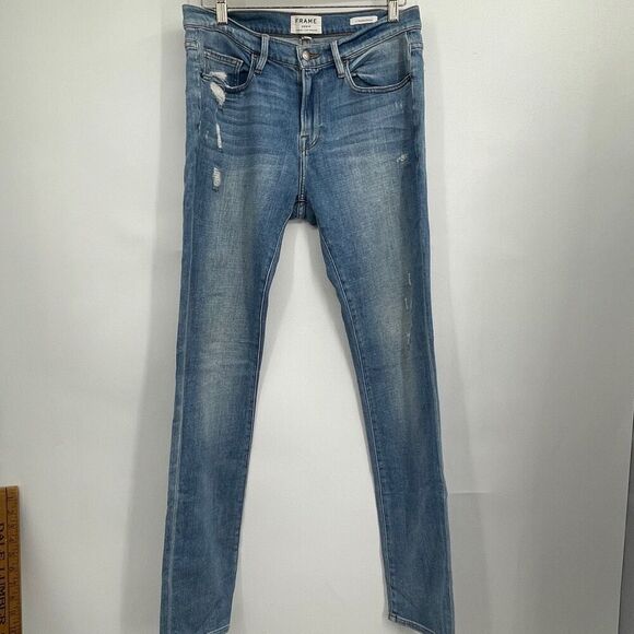 Frame Barkley Cotton Stretch L’ Homme Skinny Distressed Denim Jeans Size 32 - Picture 1 of 9